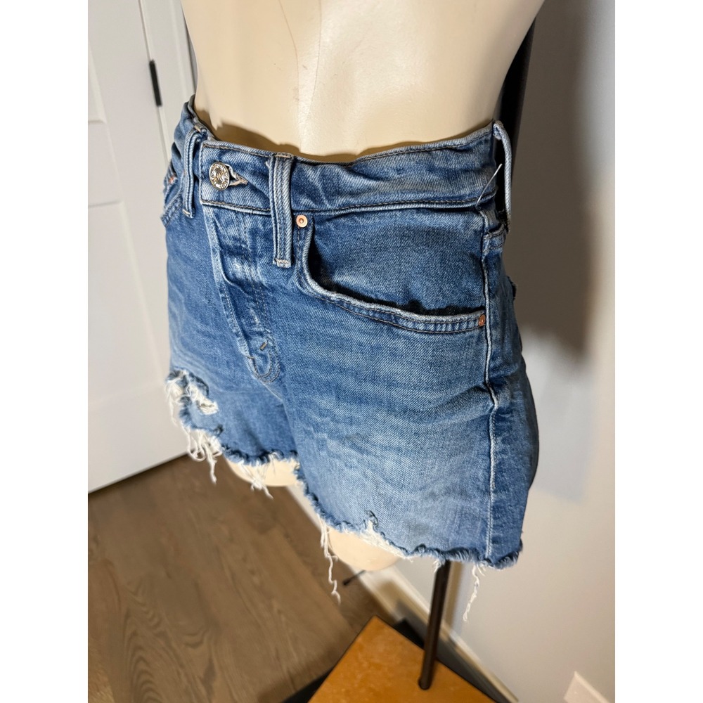 MOTHER Superior The Skipper Short N Long Chew Distressed Denim Shorts Blue 25 - Picture 9 of 12